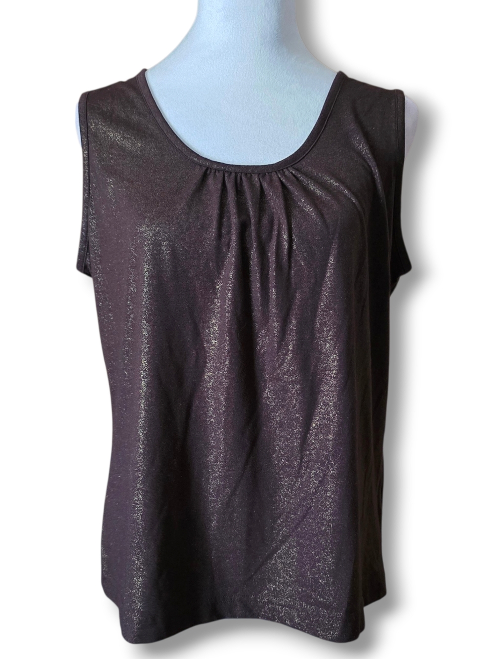 Sag Harbor Shimmer Brown Scoop-Neck Tank - Size Large